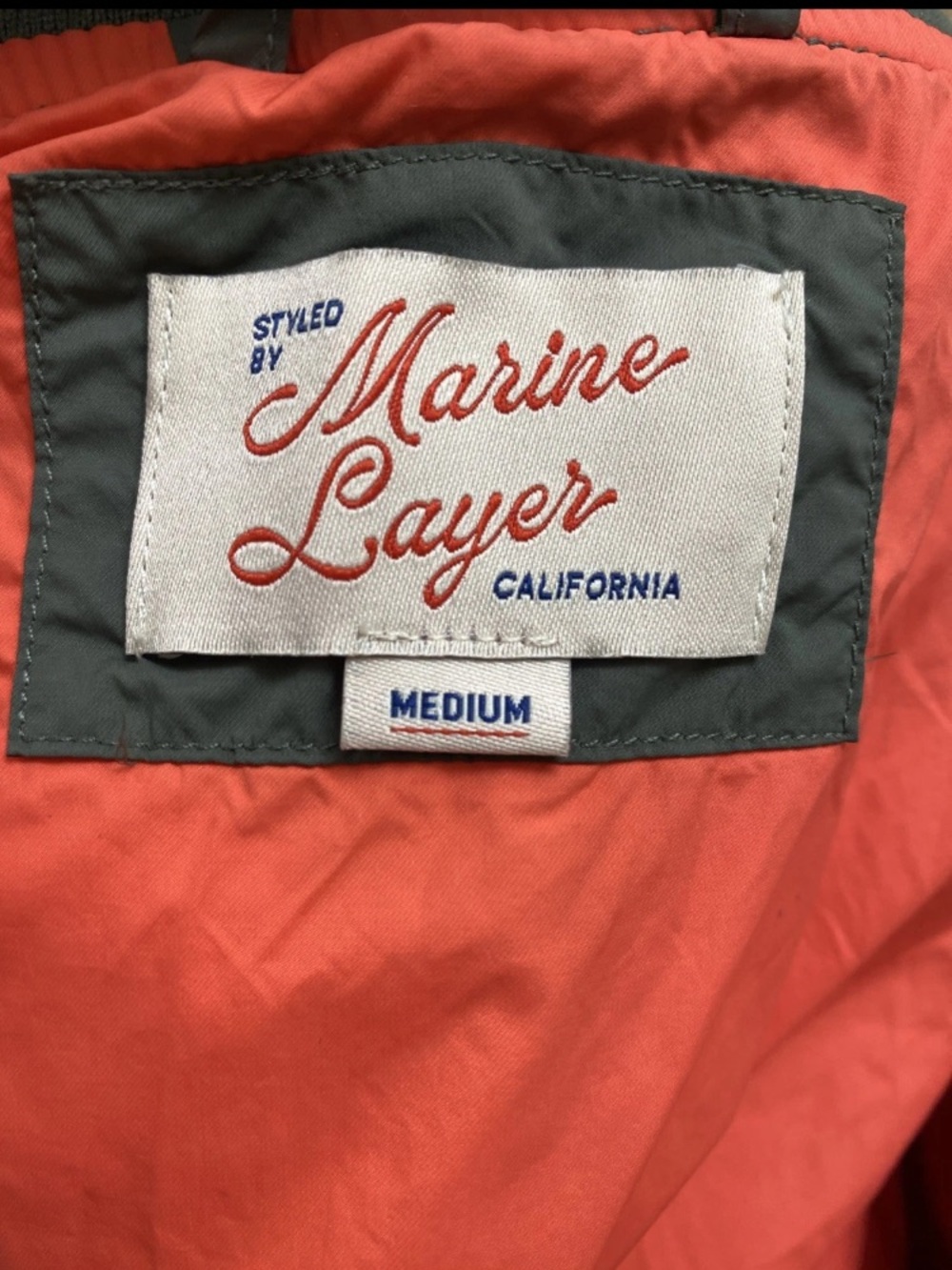 MARINE LAYER Marina Quilted  Down Oversized Bomber Olive Zip Jacket Pockets Sz M - Picture 12 of 15